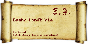 Baahr Honória névjegykártya